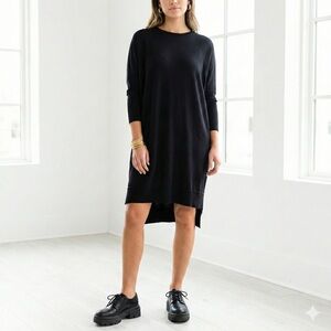 NOEN Denmark Black Cotton Cashmere Knit Oversized Tunic Sweater - XS / Small